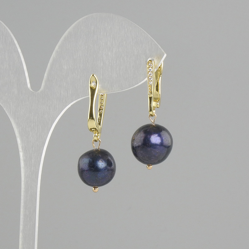 Freshwater Pearl Earrings, 12 mm diameter, 30 mm length ±