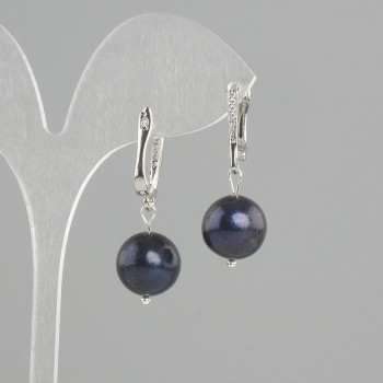 Freshwater Pearl Earrings, diameter 12 mm ±, length 30 mm+