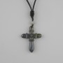 Labradorite Cross Pendant on Black Cord