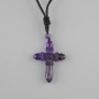Amethyst Cross Pendant, 47×36 mm diameter ±, on black cord with adjustable drawstring, length 78 cm+