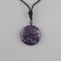 Tree of Life Amethyst Pendant, 36 mm diameter ±, on a black cord with an adjustable drawstring, length up to 78 cm+