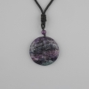 Tree of Life Pendant with Fluorite, 36 mm diameter, on a black cord with adjustable length, 78 cm+