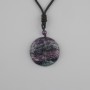 Tree of Life Pendant with Fluorite, 36 mm diameter, on a black cord with adjustable length, 78 cm+