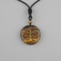 Pendant Tree of Life with Tiger's Eye, diameter 36 mm ±, on a black cord with adjustable length, length 78 cm+