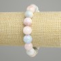 Morganite bracelet, natural stone, smooth beads, 12 mm diameter, 18 cm length, stretch