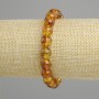 Amber Bracelet with Smooth Beads, 9 mm Diameter, 18 cm Length, Stretch