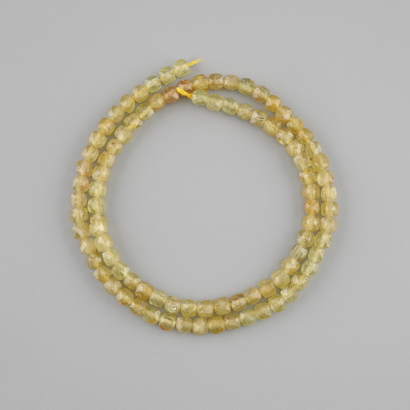 Citrine beads, faceted cube, 4×4 mm, length approx. 37 cm