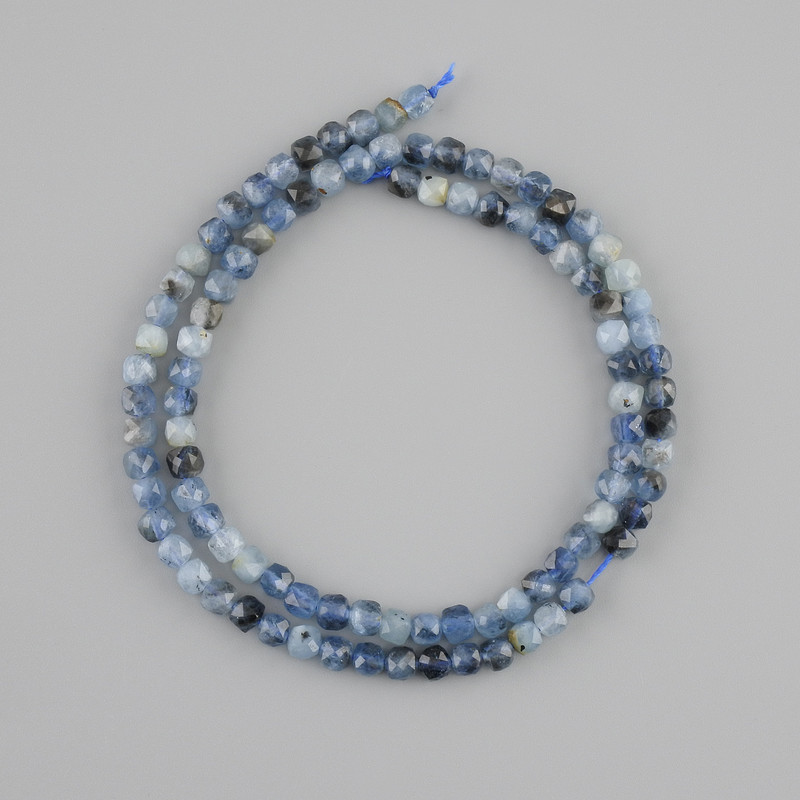 Tourmaline Beads, Faceted Cube 4mm, Natural Stone