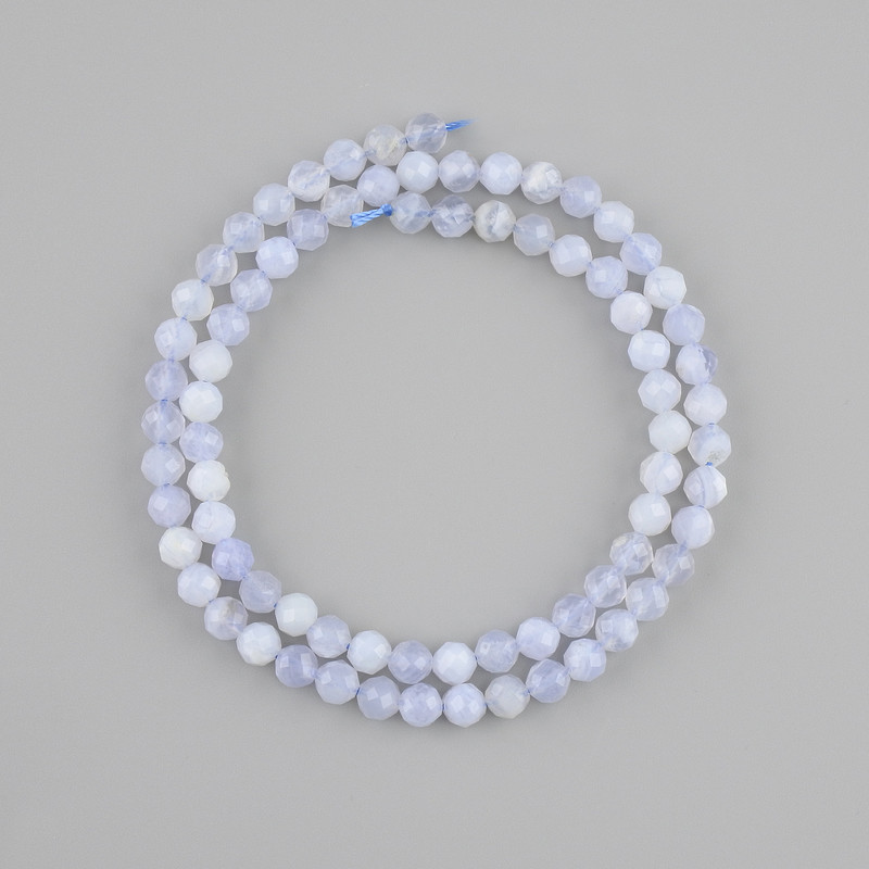 Blue Agate (Sapphirine) Beads, natural stone, faceted round bead, diameter 5 mm±, length 39 cm±