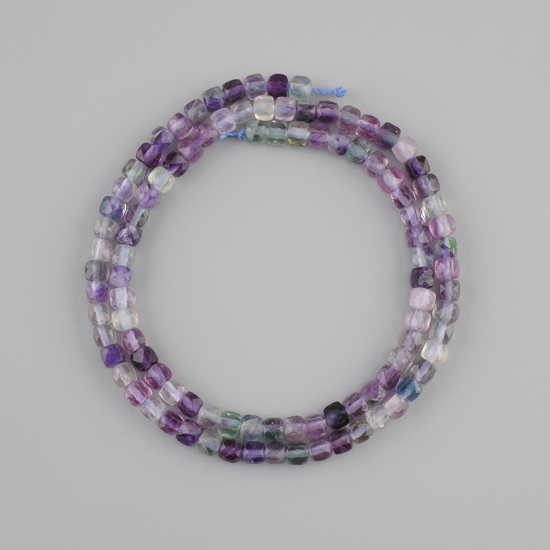 Fluorite Beads, Natural Stone, Faceted Round Beads, Diameter 4×4 mm, Length 39 cm ±