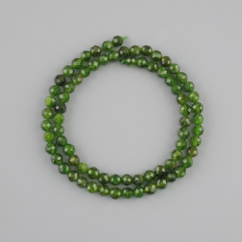 Diopside Beads, Natural Stone, Faceted Round Beads, Diameter 5 mm ±, Length 38 cm ±