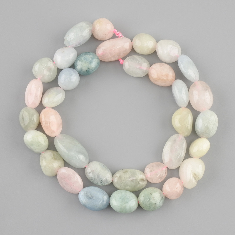 Morganite beads, faceted, diameter 10–14×8 mm, 5-10 mm ±, length 40 cm ±