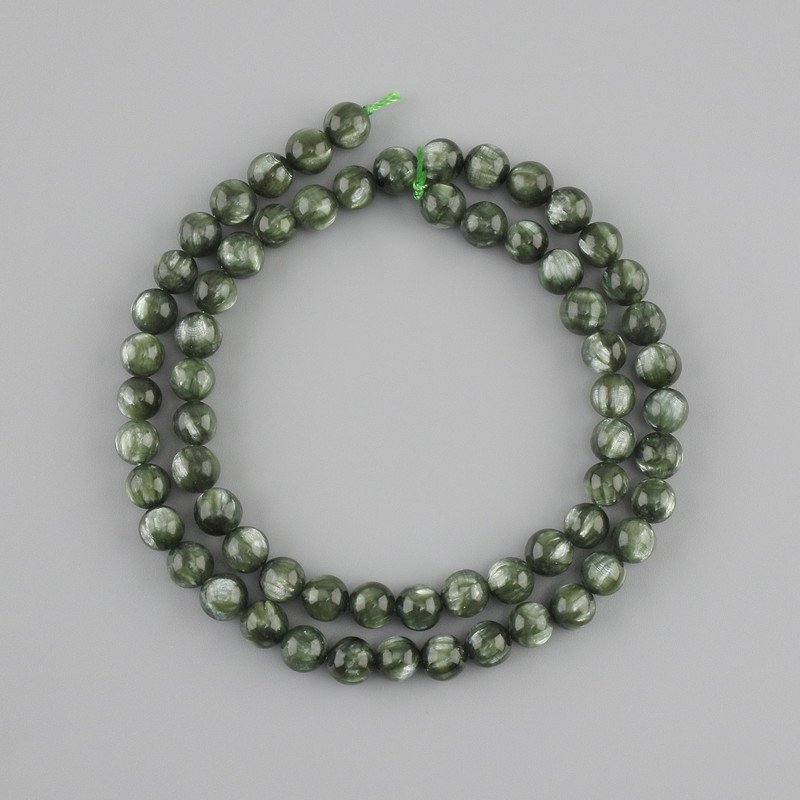 Seraphinite natural stone beads, smooth round, diameter 6 mm±, length 38 cm±