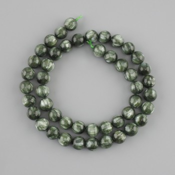 Beads of natural seraphinite, smooth round beads, diameter 8 mm±, length 38 cm±