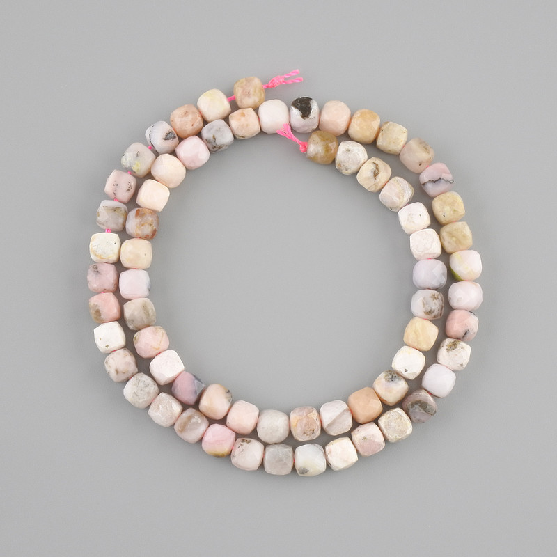 Opal Beads, Faceted Cube, 6x6 mm, 38 cm length ±