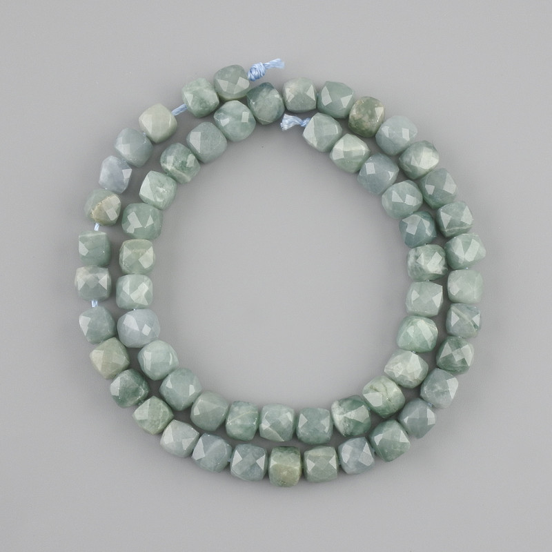 Jadeite Beads, Faceted Cube, 7x7 mm, 39 cm Length