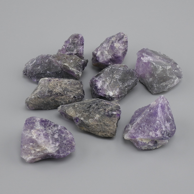 Natural Amethyst stone, unpolished, diameter 28-40×20-25×14-22 mm ± (assorted sizes) (Price per 100 g)