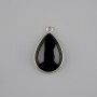 Pendant Black Agate in a Silver-Tone Setting ~ 33×17 mm+