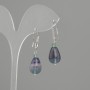 Fluorite Teardrop Earrings, diameter 14×10 mm, length 37 mm ±