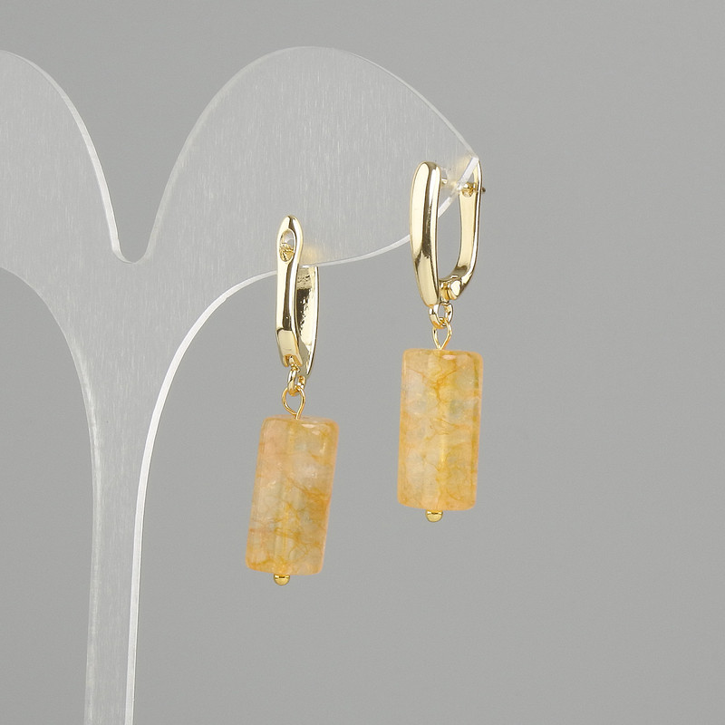 Citrine Cylinder Earrings, diameter 18×8 mm, length 37 mm