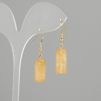 Citrine Cylindrical Earrings, 18×8 mm diameter, 40 mm length ±