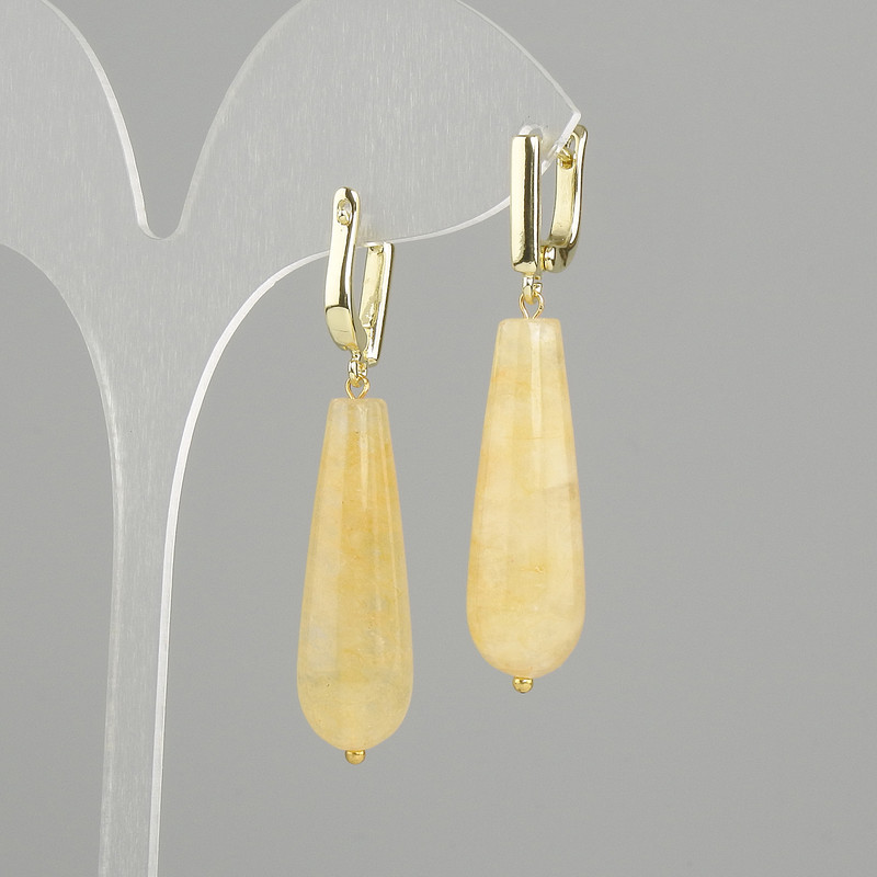 Citrine Drop Earrings, 32×10 mm diameter, 50 mm length ±