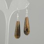 Earrings Tiger's Eye drop, diameter 32×10 mm, length 52 mm ±