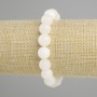 Bracelet White Quartz Smooth Beads, 10 mm Diameter, 18 cm Length, Elastic