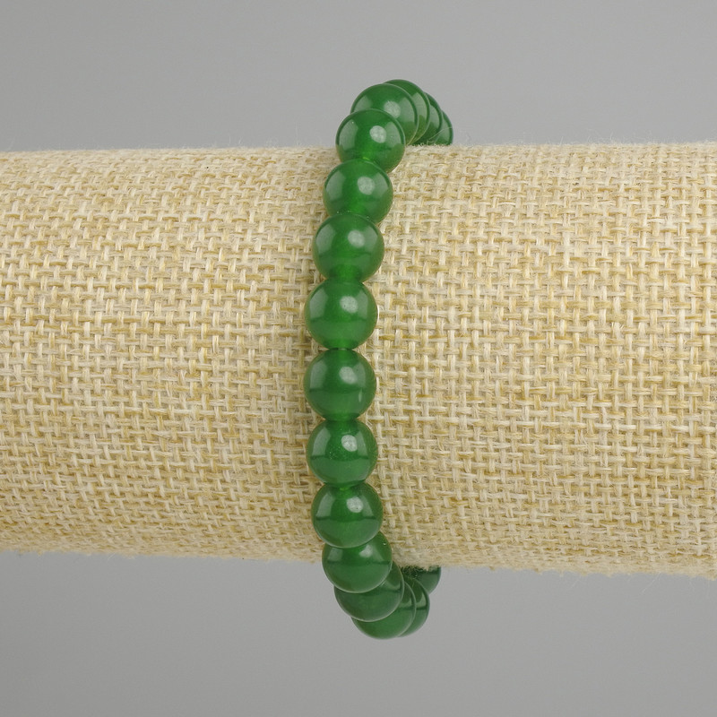 Chrysoprase bracelet, smooth beads, 8 mm diameter, 18 cm length, stretch