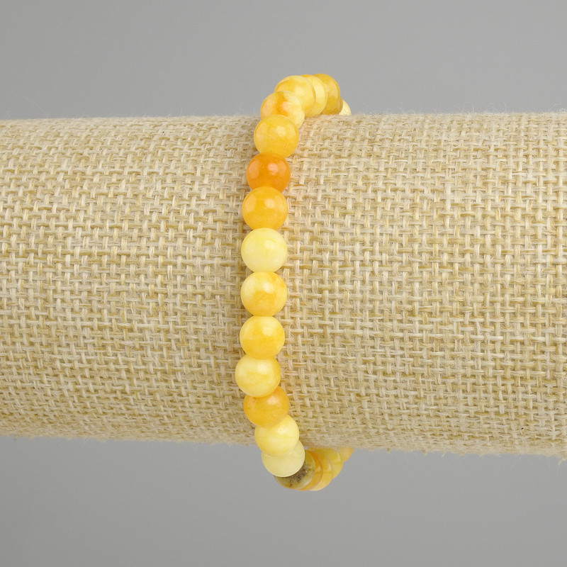 Yellow Agate Bracelet (per piece) Smooth round beads, 6 mm diameter ±, length 18 cm ±, stretch
