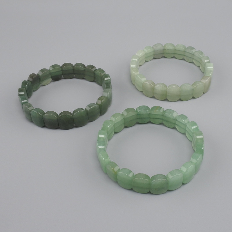 Nephrite bracelet with smooth links, 14×10 mm, 18 cm stretch bracelet