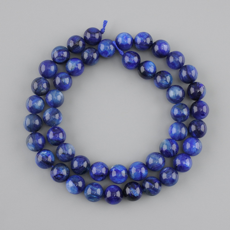 Beads Kyanite natural stone, smooth round 8mm, 39 cm on thread