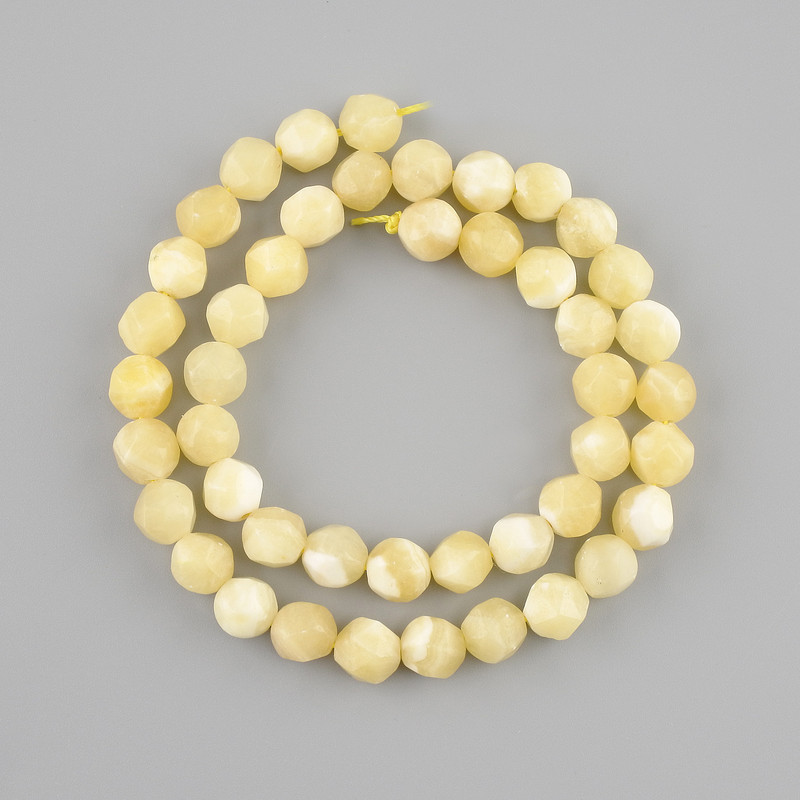 Yellow Agate Beads, Faceted, 8x7 mm, 38 cm Length, On Thread