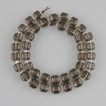 Beads Smoky Quartz Faceted Cube 8x8 mm +-, Seed Beads 3 mm +-, Length 36 cm +- on Thread