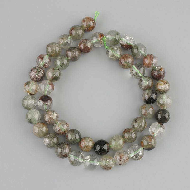 Moss Agate Beads, Smooth Round Bead, 8mm diameter ±, 38cm length ±, on thread