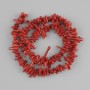 Coral chip-needle beads, size 6–12×2–3 mm, 39 cm length on thread