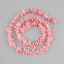 Pink coral chip beads, needle-shaped, diameter 7-10×1-2 mm ±, length 42 cm ± on fishing line