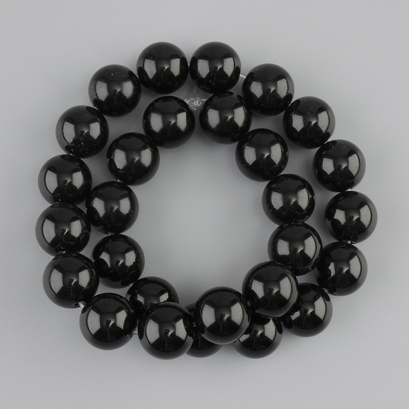 Agate Beads, pressed smooth spheres, 14mm diameter, 38cm length on beading thread