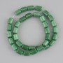 Green Cat's Eye Beads Cylindrical, 11×8 mm, 38 cm length on thread