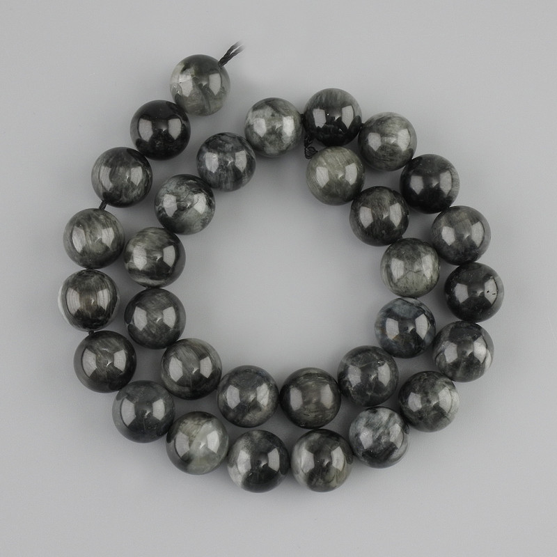 Obsidian beads, smooth ball, diameter 12.5 mm ±, length 38 cm ±