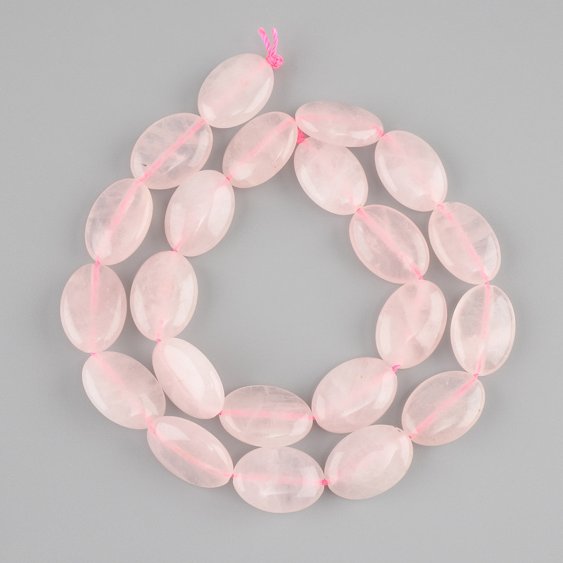 Pink quartz beads, oval, diameter 18×13 mm, length 39 cm+