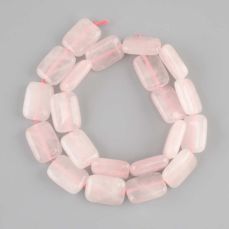 Pink Quartz Beads Rectangular 18×13 mm, 39 cm length