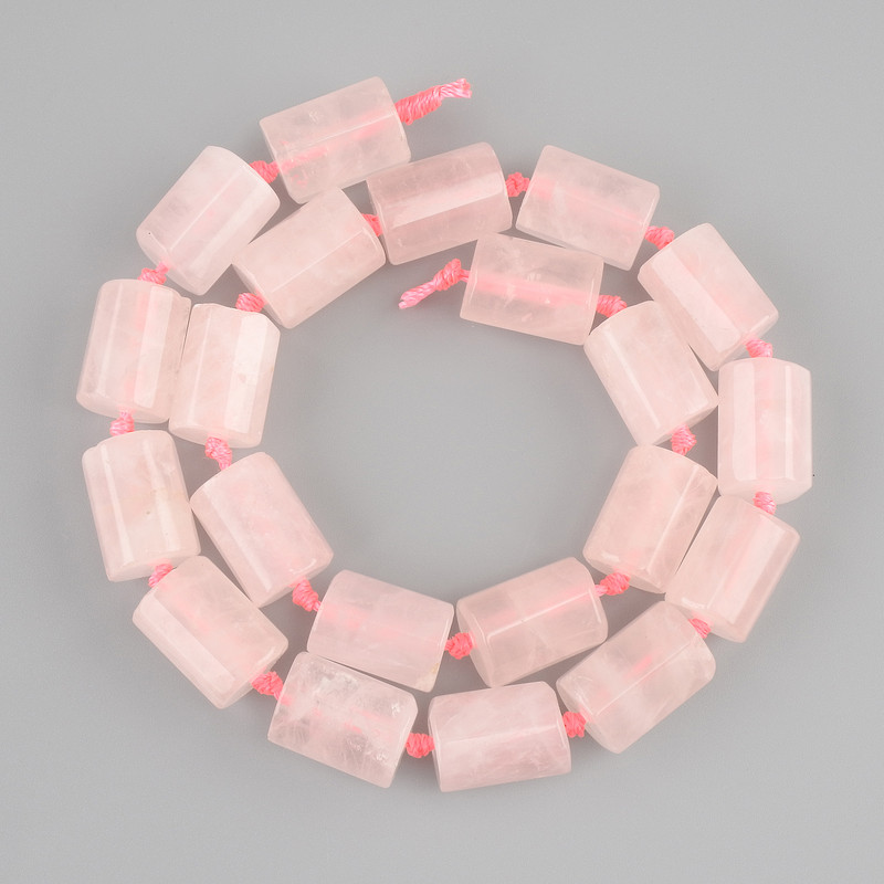Faceted Rose Quartz Cylindrical Beads, diameter 13-16×11-11 mm, 5 mm±, length 40 cm±