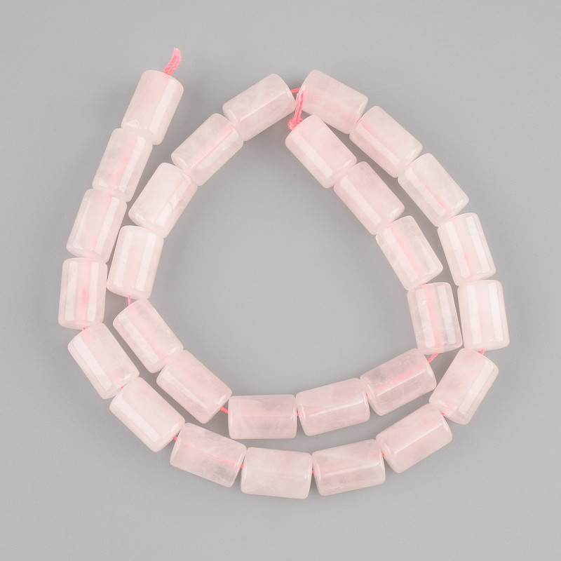 Rose quartz cylindrical beads, diameter 12×8 mm, length 38 cm+-