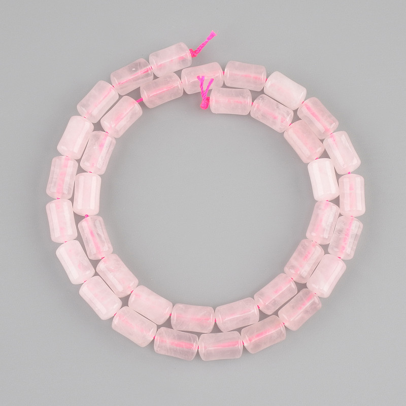 Rose Quartz Beads, Cylindrical, 10×6 mm, Strand Length 38 cm ±
