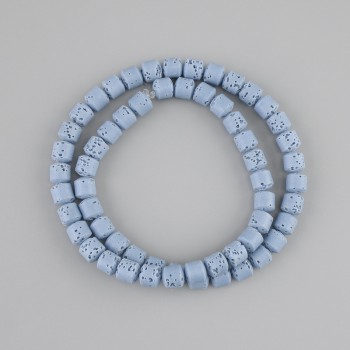Blue lava beads, cylindrical, 6×6 mm, on thread, 37 cm long+