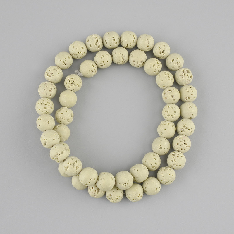Lava Beads, Smooth Round Beads, 8 mm Diameter ±, On Thread, 38 cm Length