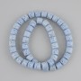 Blue volcanic lava beads, cylindrical, 8×8 mm diameter ± on thread, 38 cm length