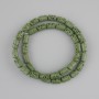 Green Lava Beads, Cylindrical, 10×6 mm, on thread, length approx. 38 cm