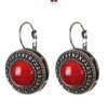Clearance Earrings: Carnelian in a 'dot cross' setting, round stone 2 cm diameter, 3 cm length